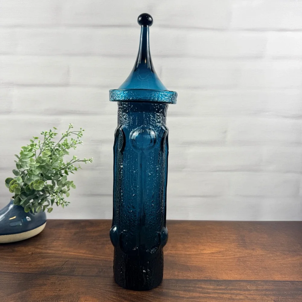 Wayne Husted Stelvia Antiqua Large Blue Glass Apothecary Jar Italy 1960s